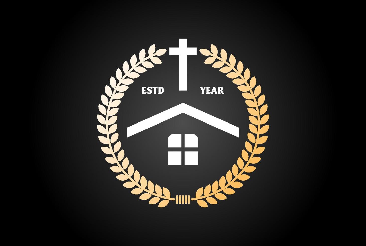 casa elegante con la cruz de jesús para la fundación benéfica comunitaria de la iglesia católica cristiana o el diseño del logotipo de la universidad escolar vector