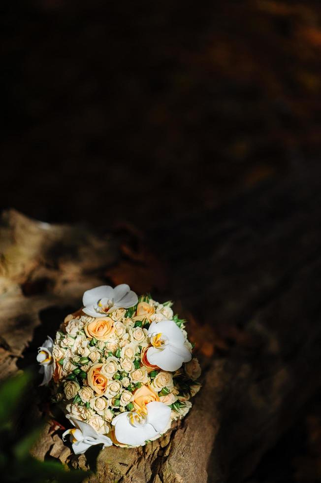 bridal bouquet on a tree photo