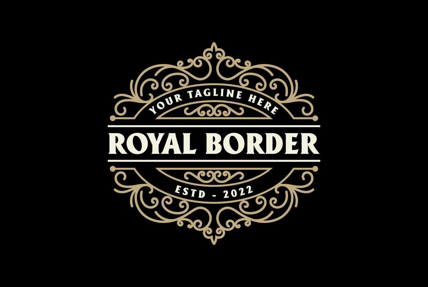 Old Royal Border Frame Badge Emblem Label Logo Design Vector
