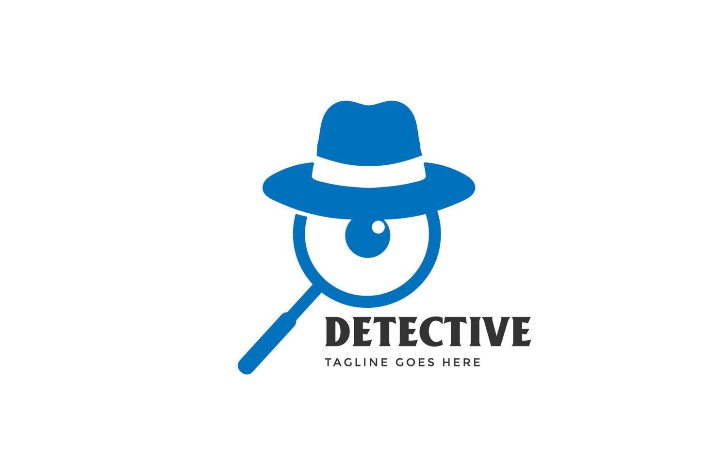 sombrero de detective minimalista simple con vector de diseño de logotipo de vidrio de lupa de visión de cámara ocular