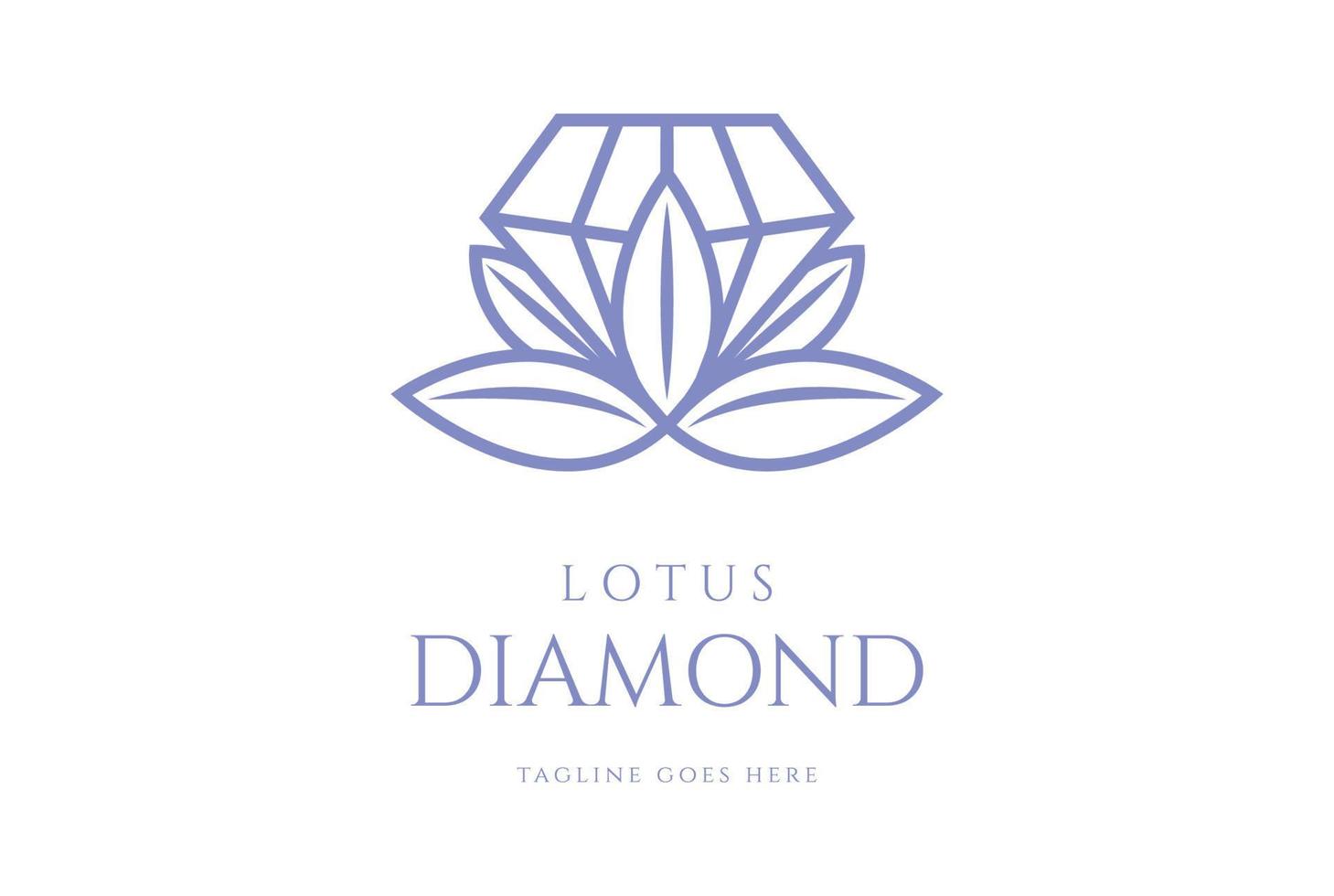 Diamond Crystal Gem Lotus Flower Leaf Plant for Nature Jewelry Logo Design Vector