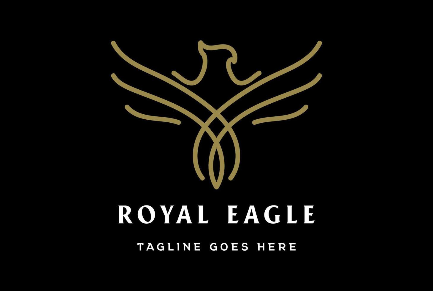 Simple Minimalist Golden Eagle Hawk Falcon Phoenix Monogram Logo Design Vector