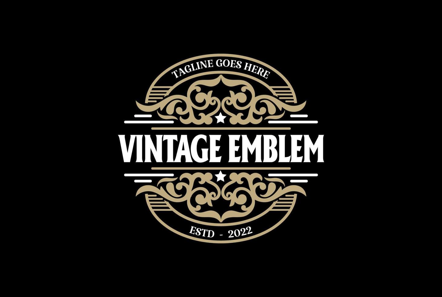 Round Old Royal Border Frame Badge Emblem Label Logo Design Vector