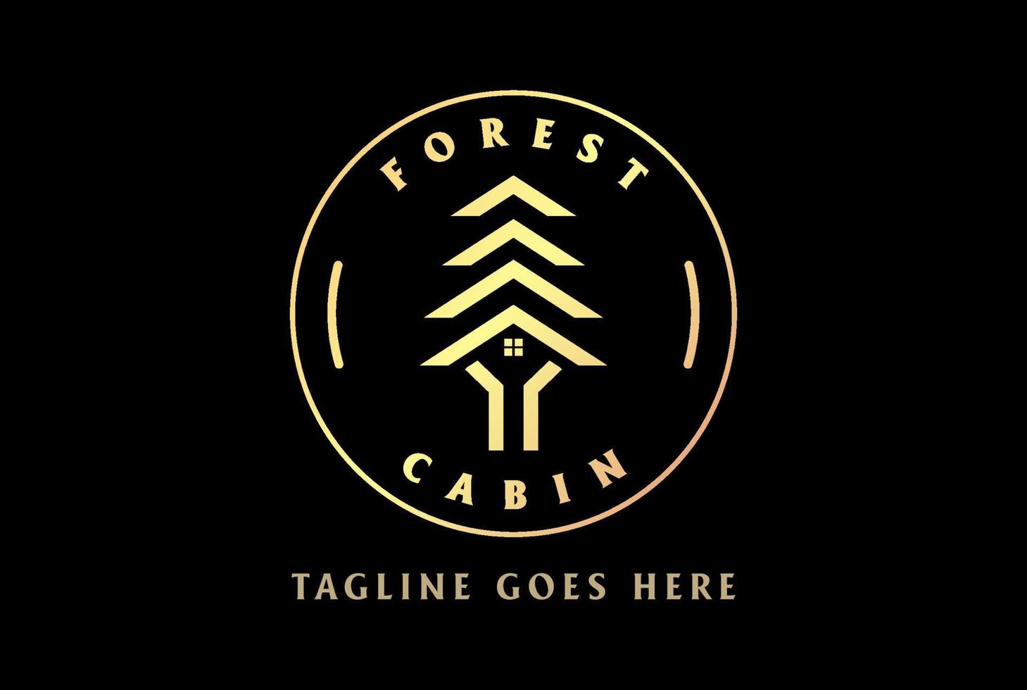 Elegant Luxury Tree House or Forest Cabin for Real Estate Chalet Logo Design Vector