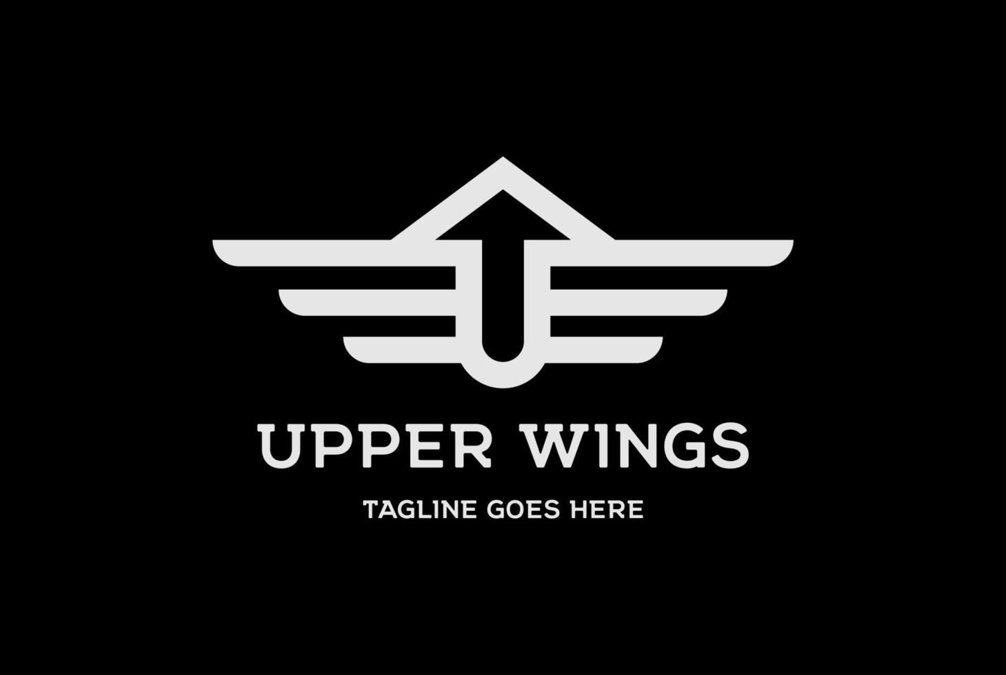 Up Arrow Arrowhead Monogram with Wings Logo Design Vector