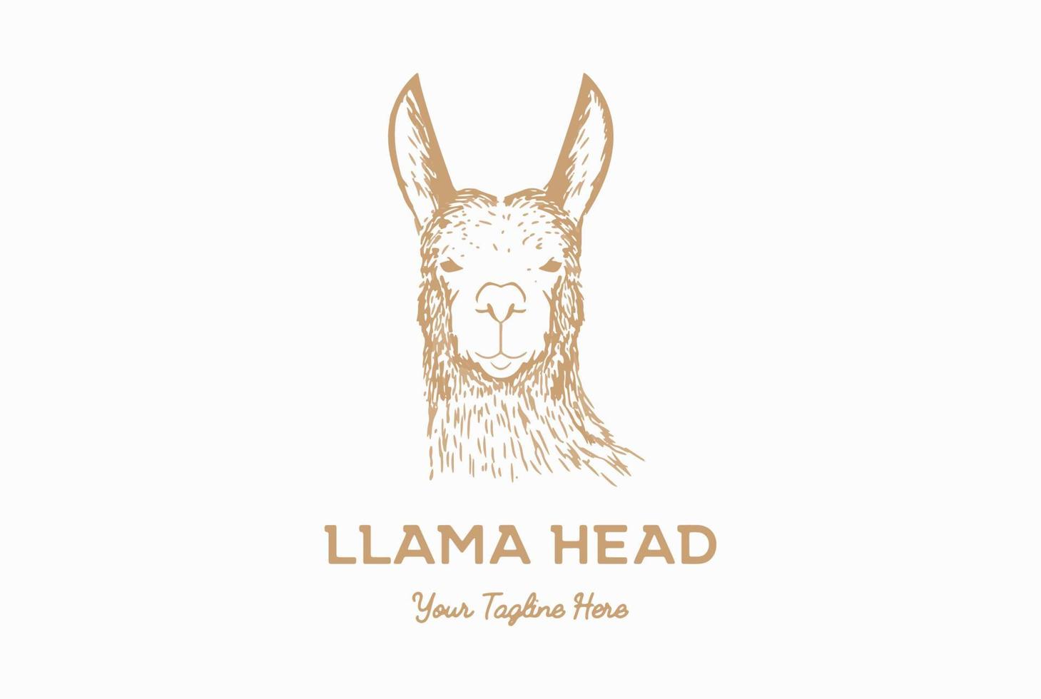 vector de diseño de logotipo de cara de cabeza de llama dibujado a mano retro vintage