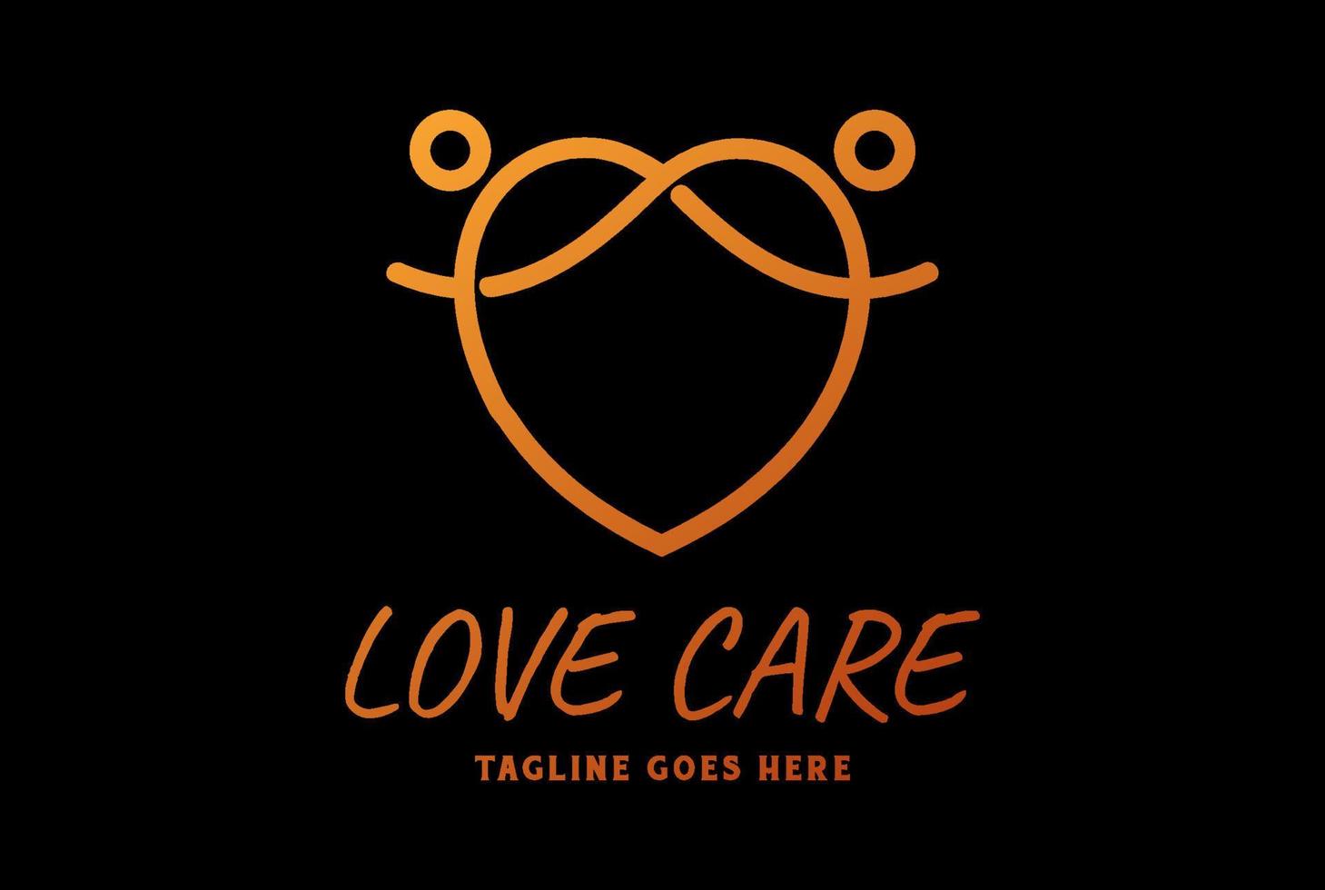 Simple Human Rope Line Love Heart or Little Girl Face for Community Charity Foundation Care Logo Design Vector