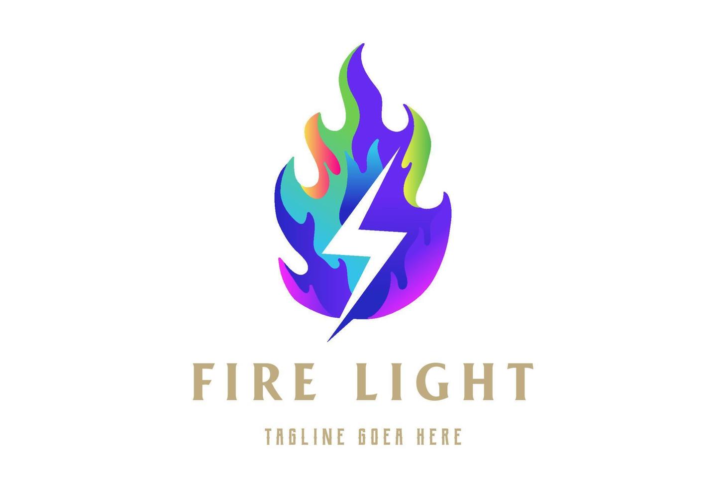 Modern Fire Flame Inferno with Electric Light Logo Design Vector