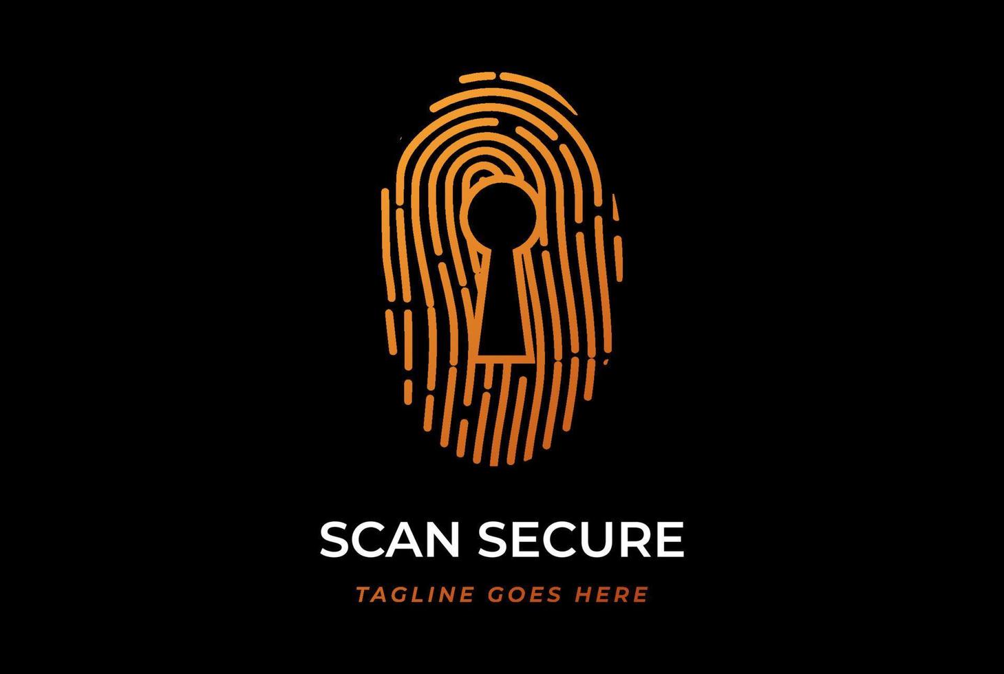 Modern Finger Print with Keyhole for Secure Safe Protect Technology Logo Design Vector