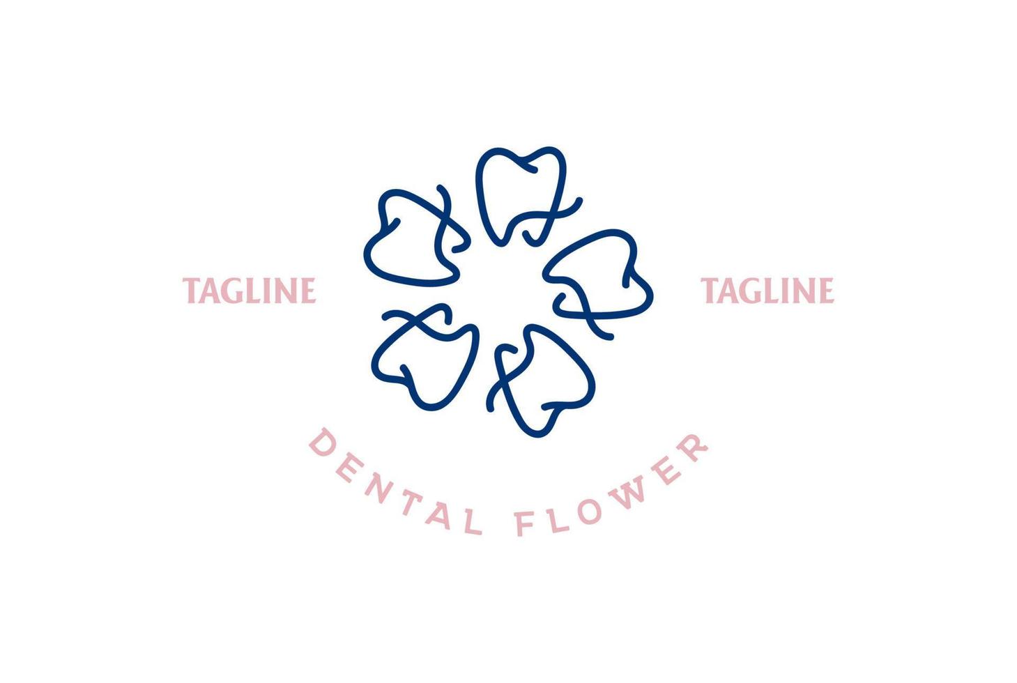 diente dientes y flor dentista odontología dental logo diseño vector