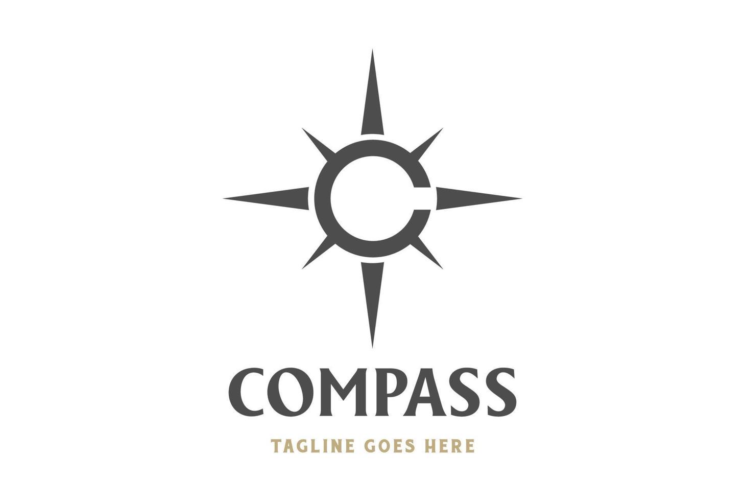 Simple Minimalist Initial Letter C with Arrow for Compass Outdoor Adventure Logo Design Vector