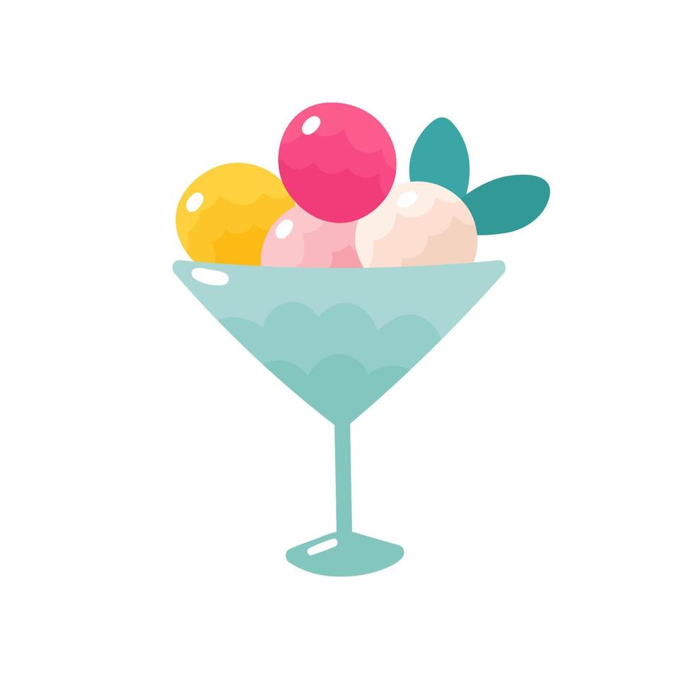 helado en una taza de gofres. clipart vectorial aislado. postre frío de verano vector