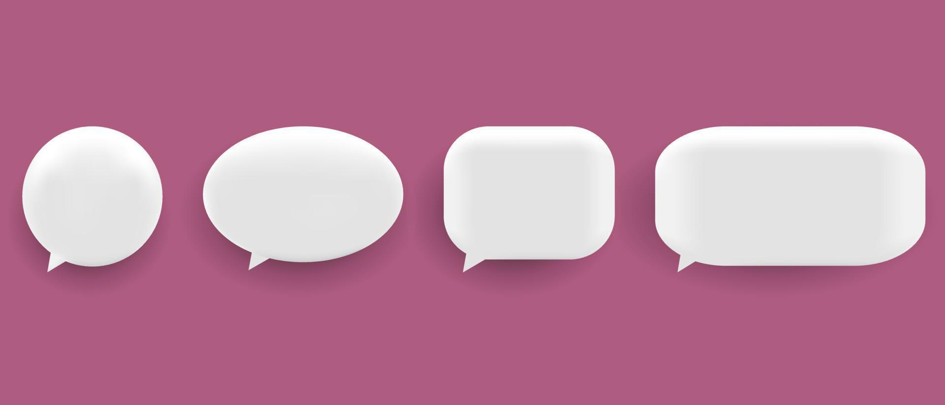 Set of empty white 3D speech bubbles. The concept of communication in social networks. preliminary illustration. vector