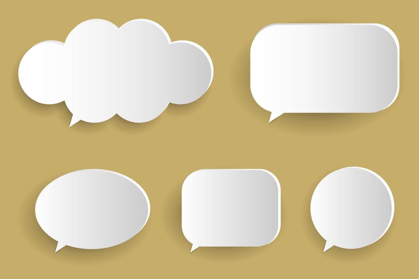 blank 3d speech bubbles, icon set poster and banner concept on soft mustard background. vector