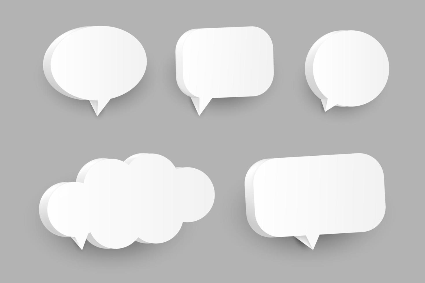 blank 3d speech bubbles, icon set poster and banner concept on gray background vector