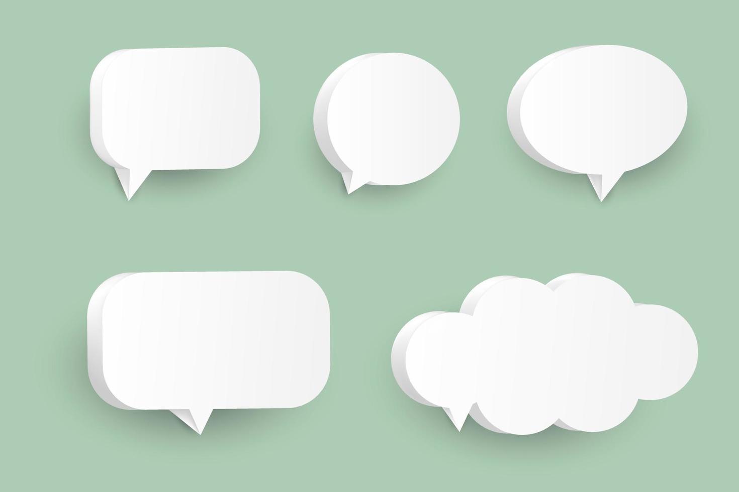 Blank 3d speech bubbles, icon set poster and banner concept on soft green background. vector