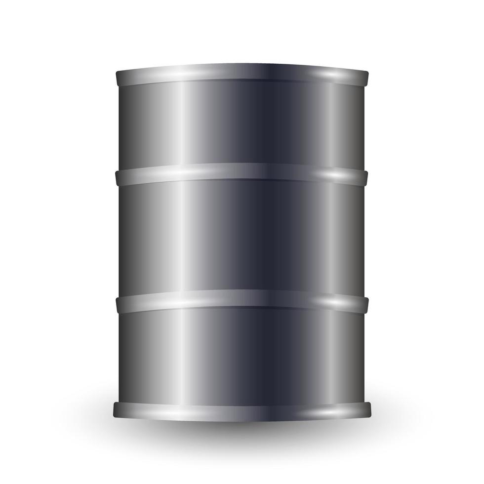 3D illustration of Black Metal oil barrels, industrial concept. vector