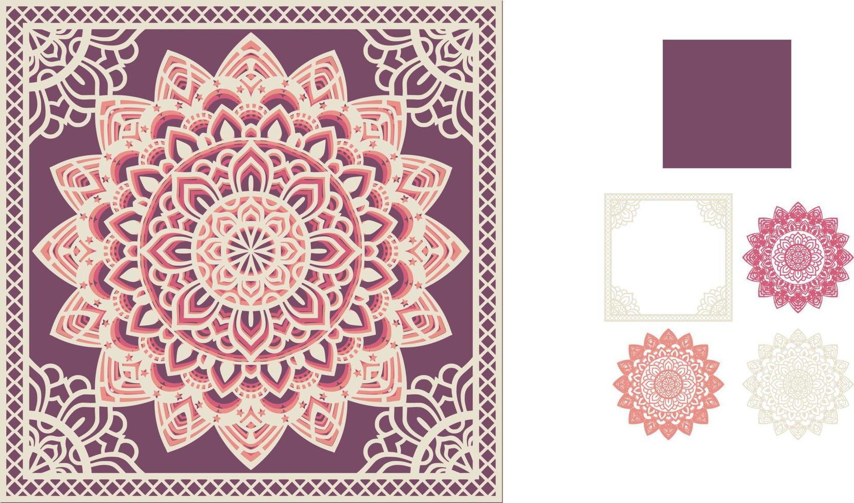 Mandala Multilayer Print Laser Cut FIle vector