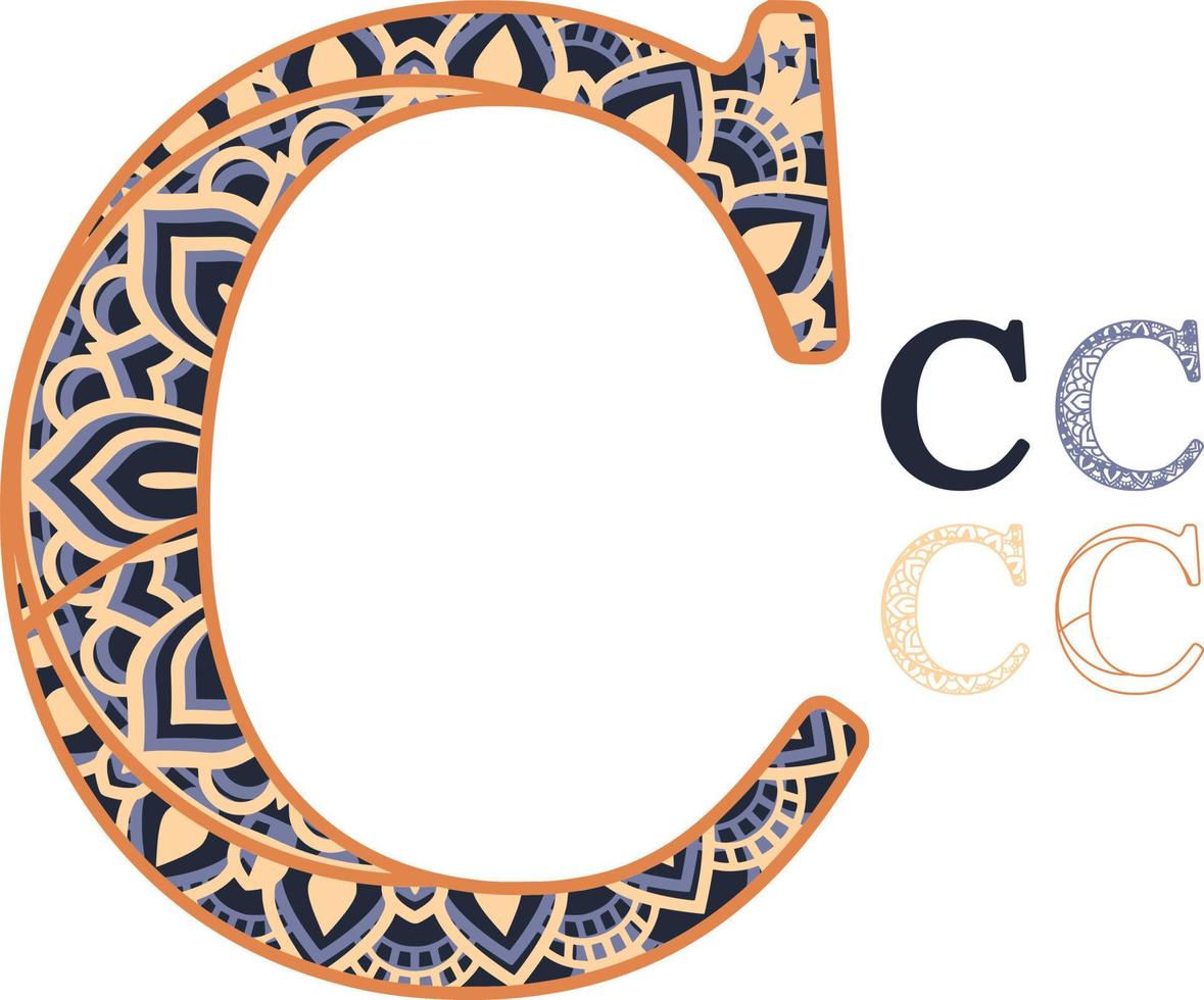 Letter Mandala Print Multilayer Laser Cut File vector