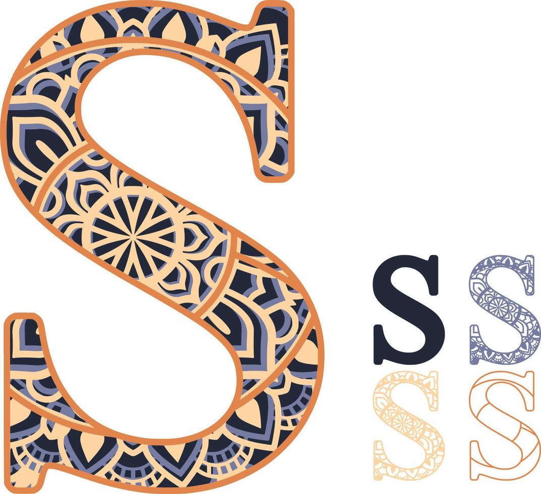 Letter Mandala Print Multilayer Laser Cut File vector