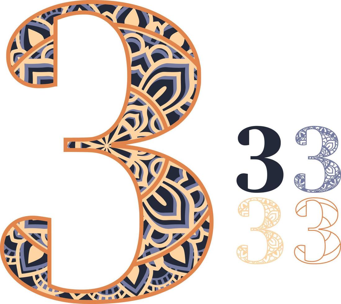 Numbers Mandala Print vector