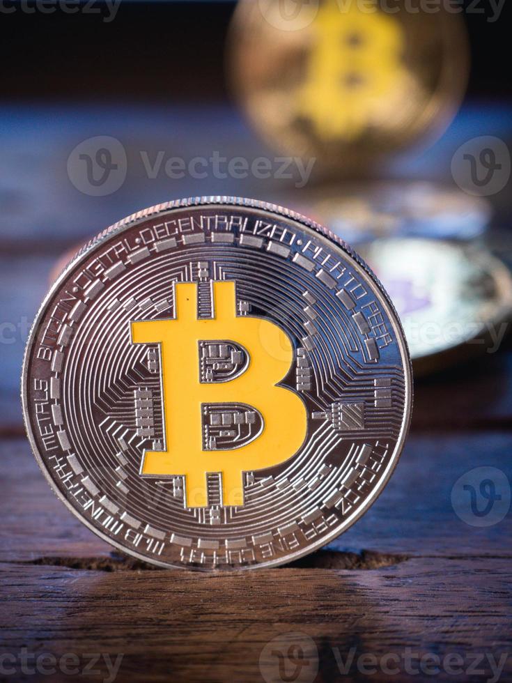 concepto financiero de negocios de monedas de bitcoin. foto