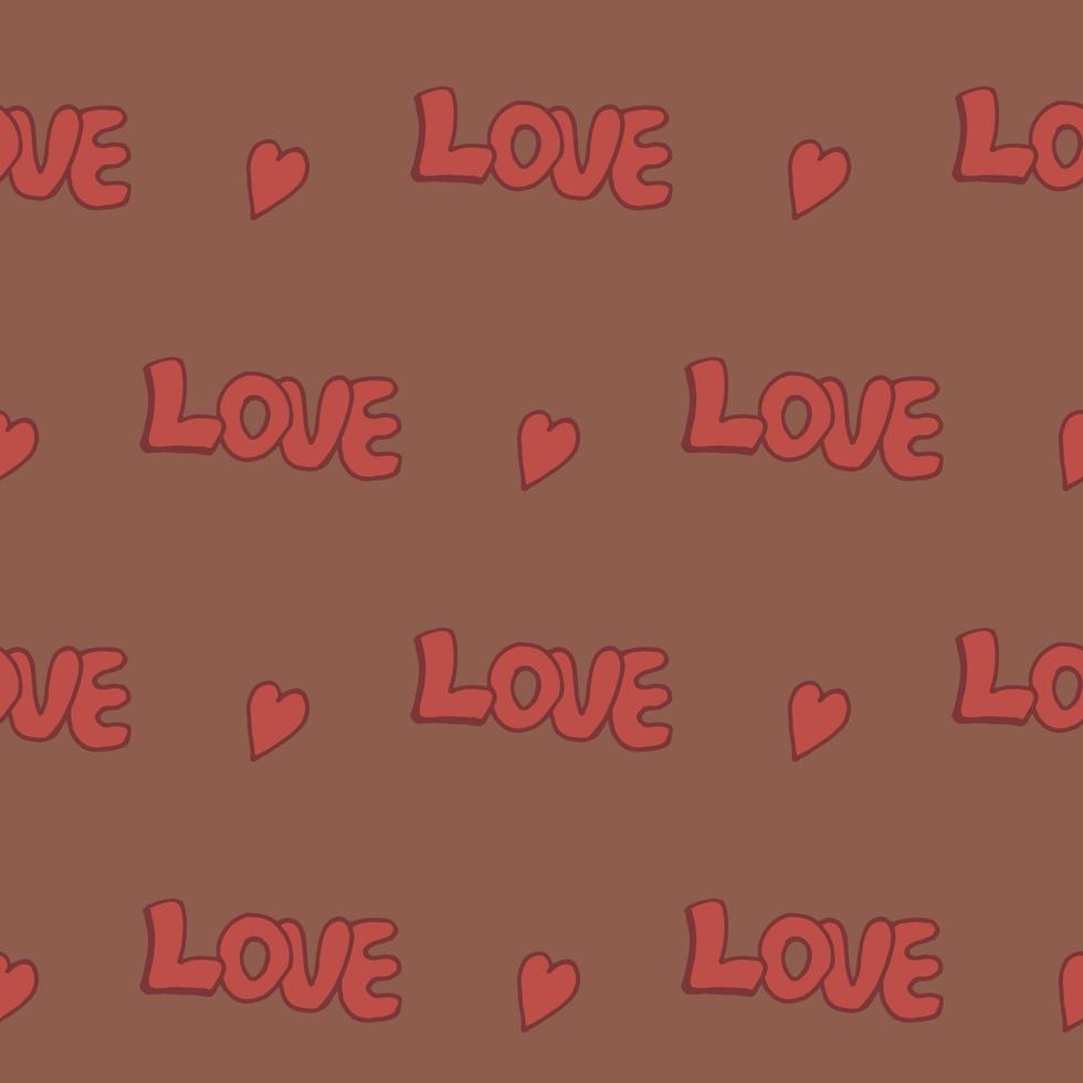 Seamless pattern with the words love and hearts for fabric, textile, clothes, tablecloth and other things. Vector image.