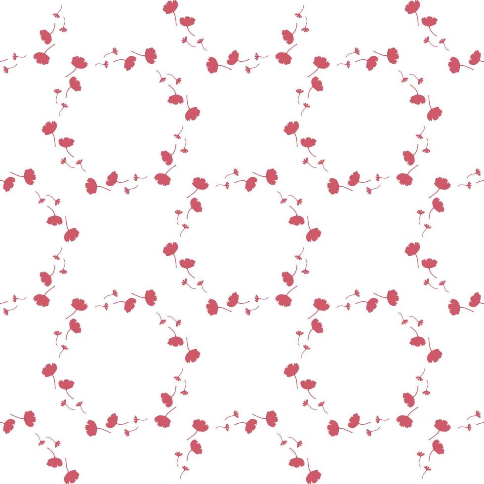 Seamless pattern with bright pink flowers on white background. Vector image.