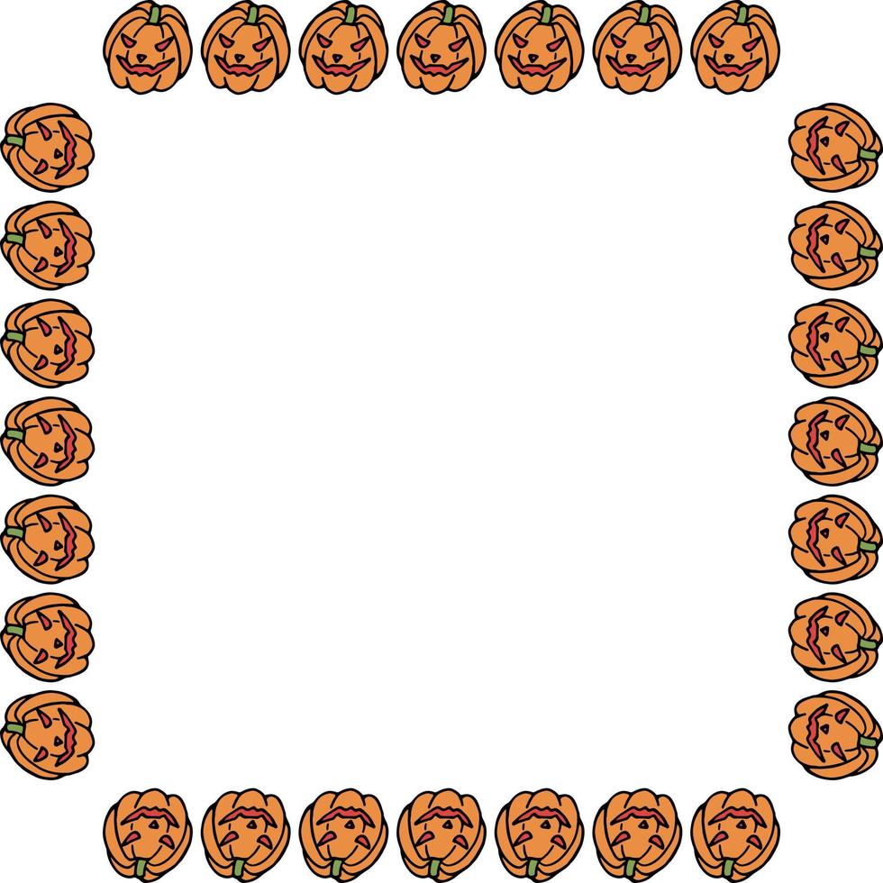 Square frame with pumpkin for Halloween. Vector image.