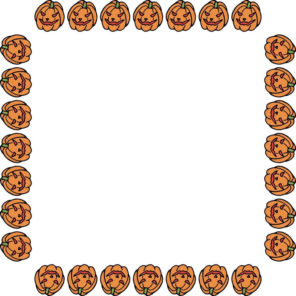 Square frame with pumpkin for Halloween. Vector image.