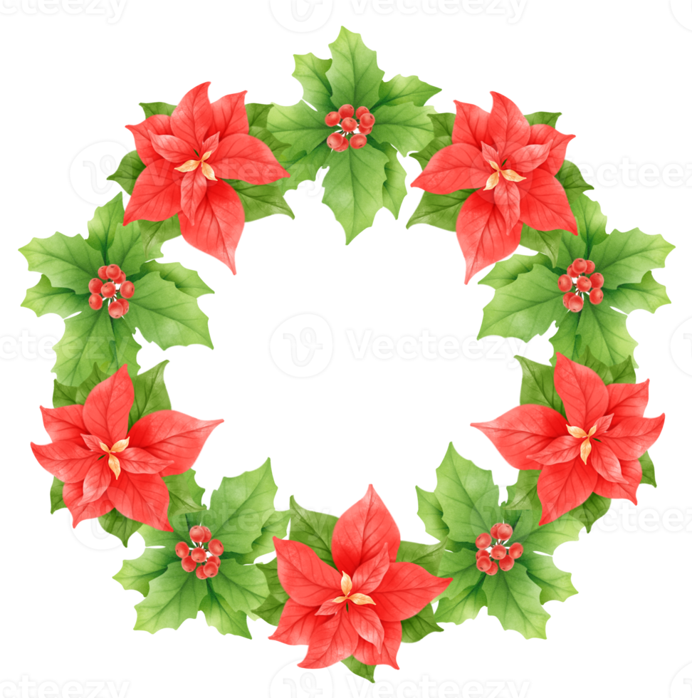 Greenery christmas wreath watercolor illustration styles png