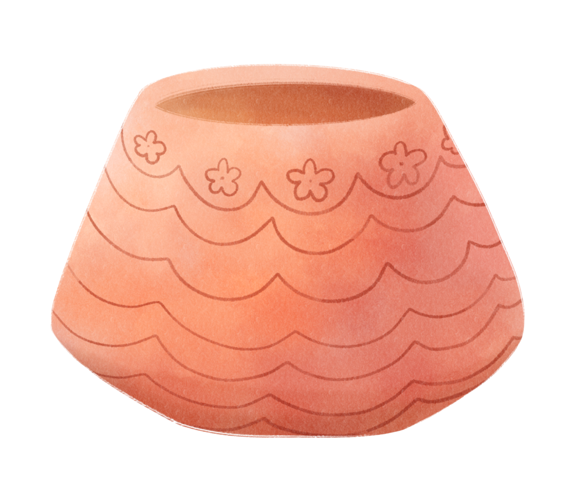 Pink Flower Pot in Watercolor png