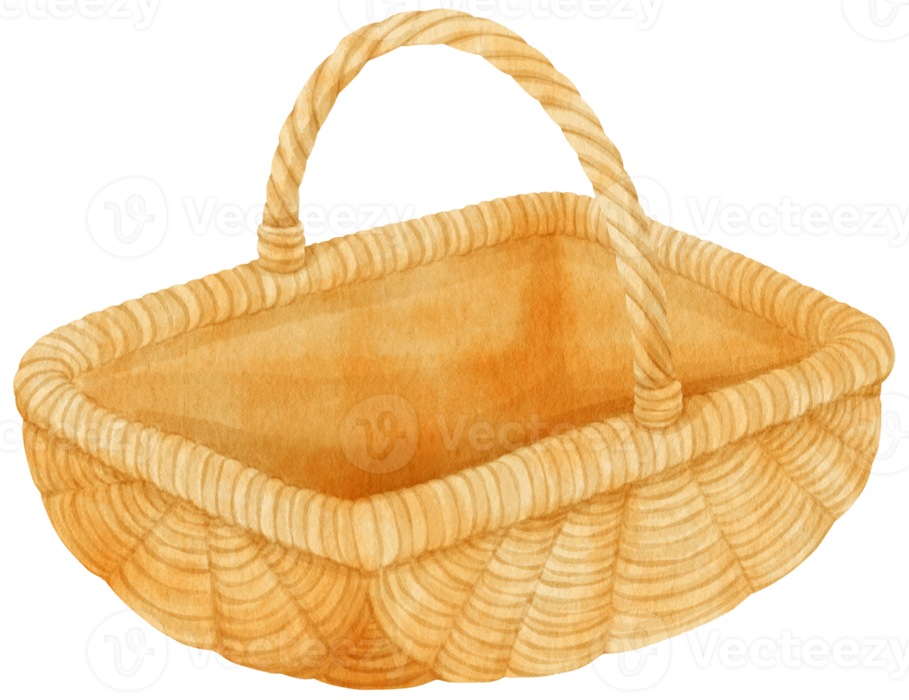 Watercolor wicker basket illustration png