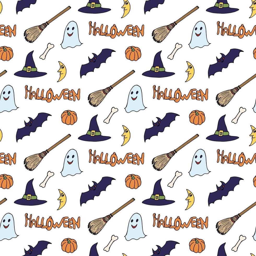 Seamless pattern with creative halloween background. Vector image.