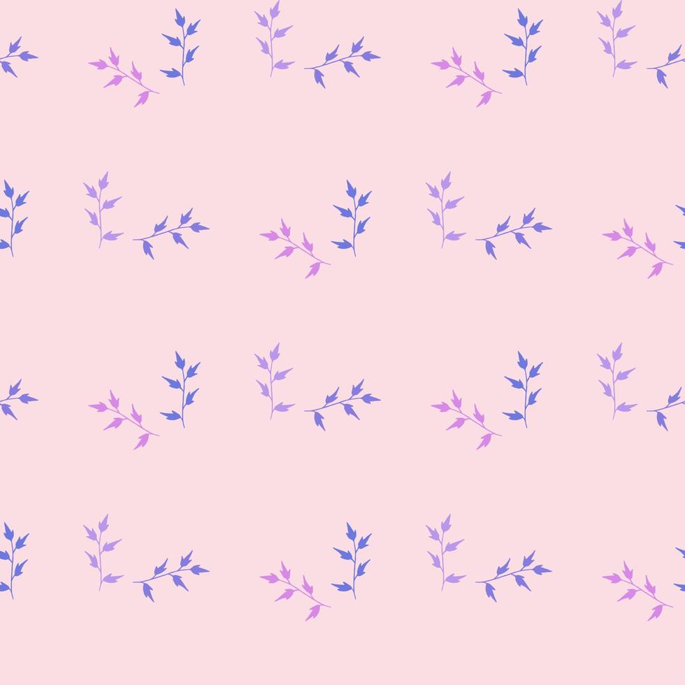 Seamless pattern with  blue and light violet branches on light pink background vector