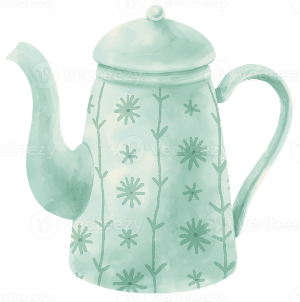 Teapot watercolor illustration png