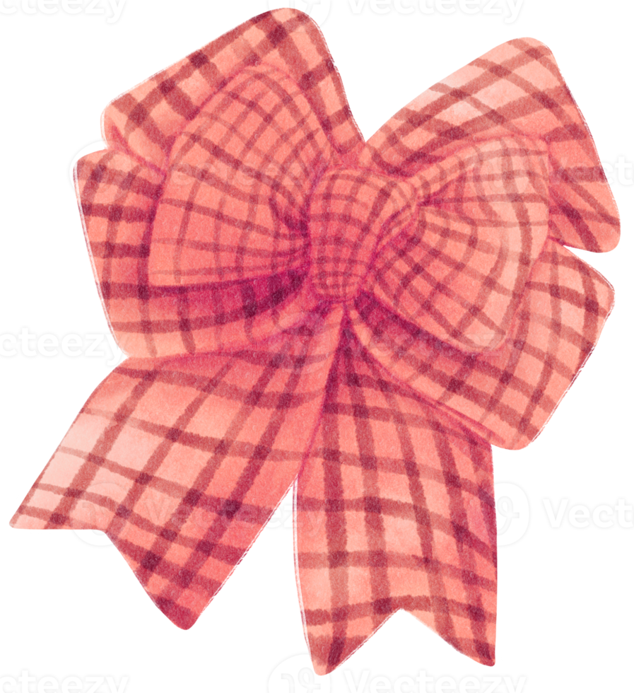 Pink with Checkered gift ribbon bow illustrations hand painted watercolor styles png