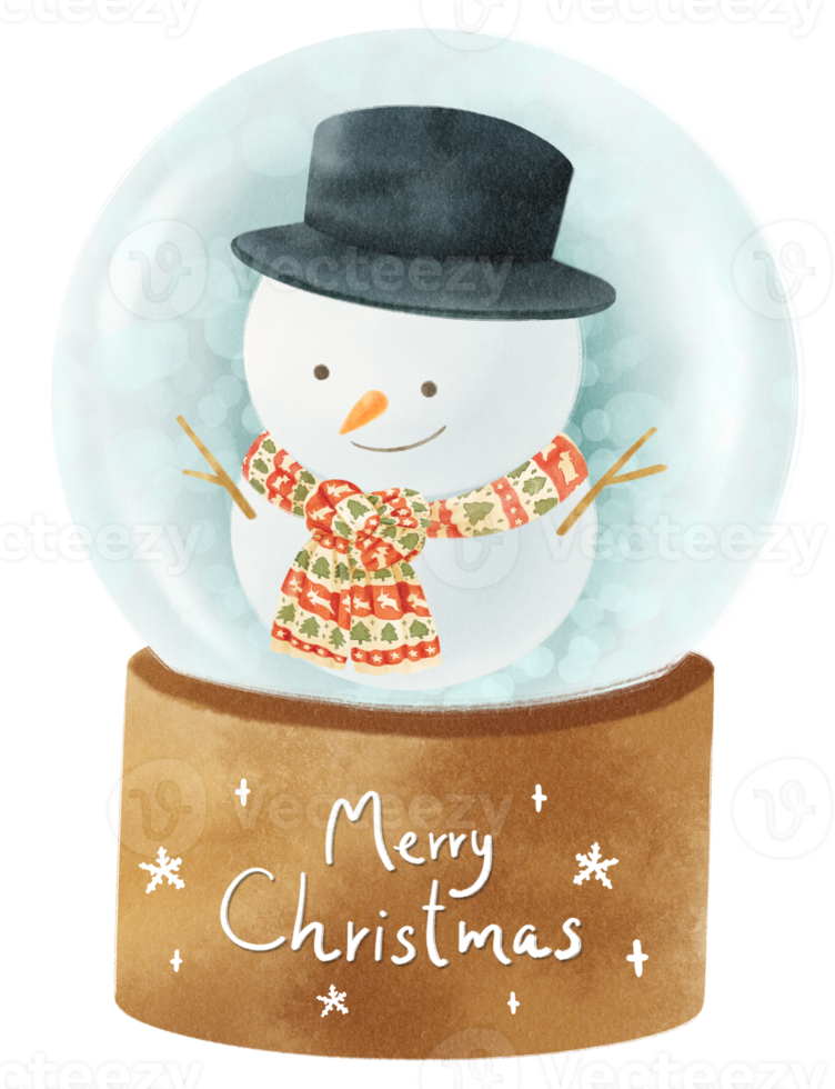 Snow globe illustrations watercolor styles png