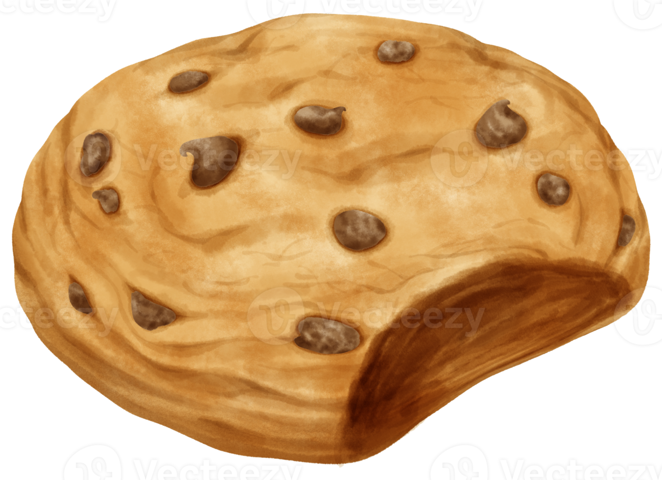 Watercolor chocolate chip cookies illustration png