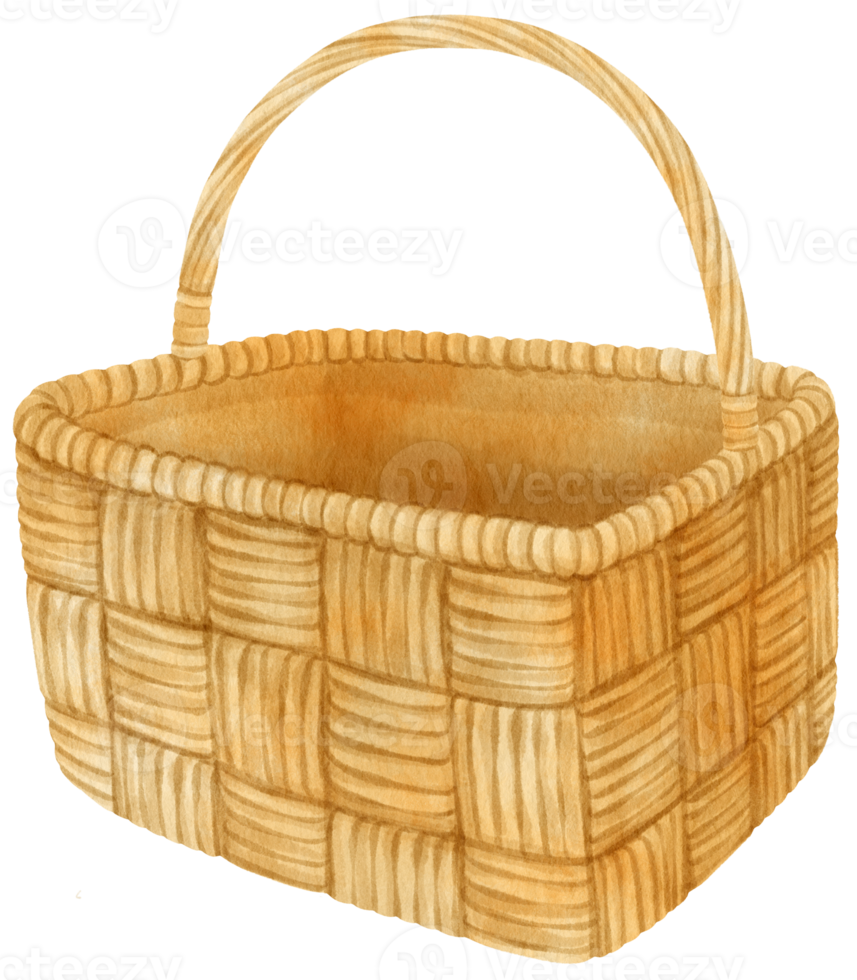 Watercolor wicker basket illustration png