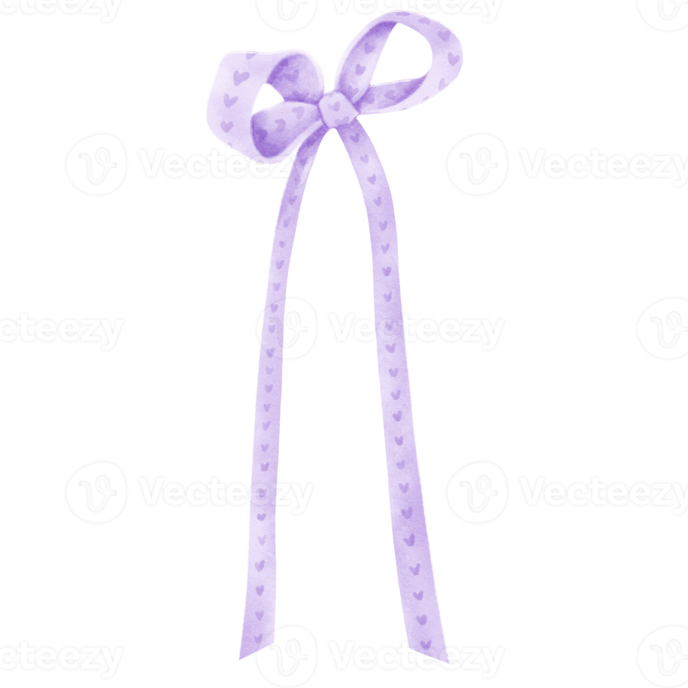 Purple gift ribbon bow illustrations hand painted watercolor styles png
