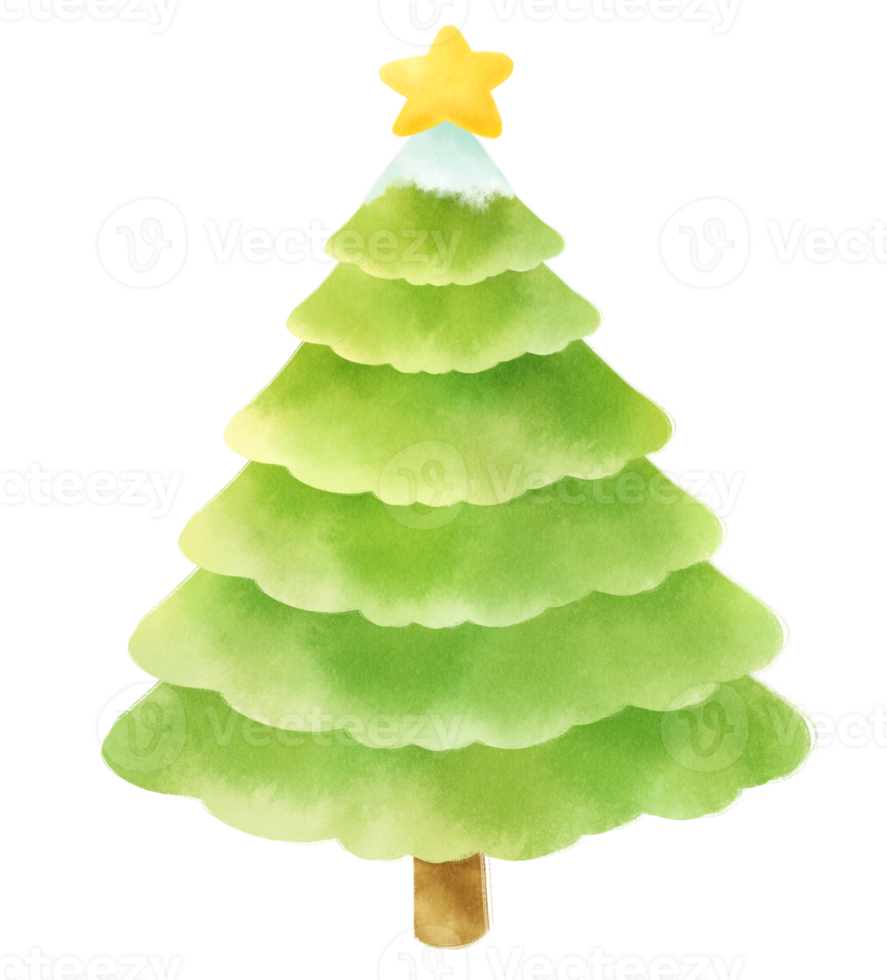 Christmas tree illustrations watercolor styles png