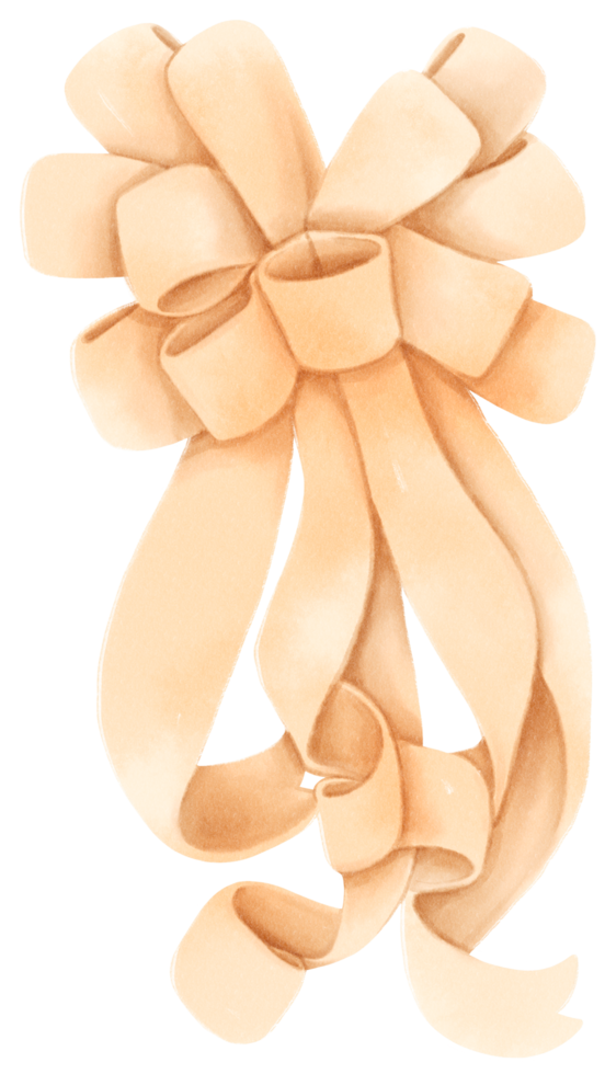 Beige gift ribbon bow illustrations hand painted watercolor styles png