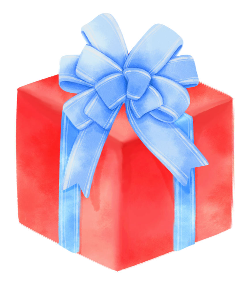 confezione regalo illustrazione stile acquerello png