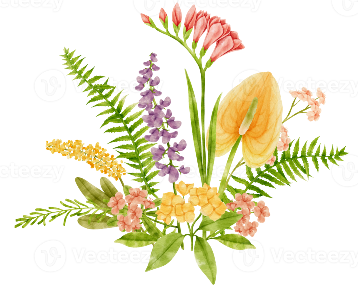 acquerello di bouquet di fiori per il matrimonio png