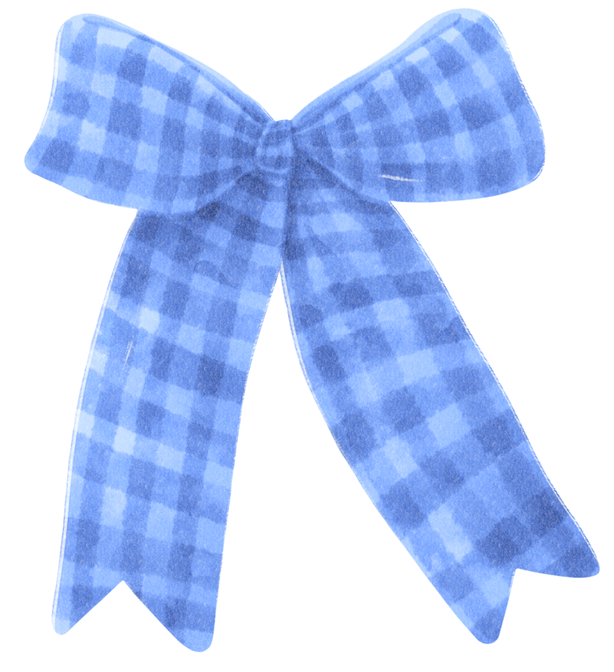 Blue with Checkered gift ribbon bow illustrations hand painted watercolor styles png