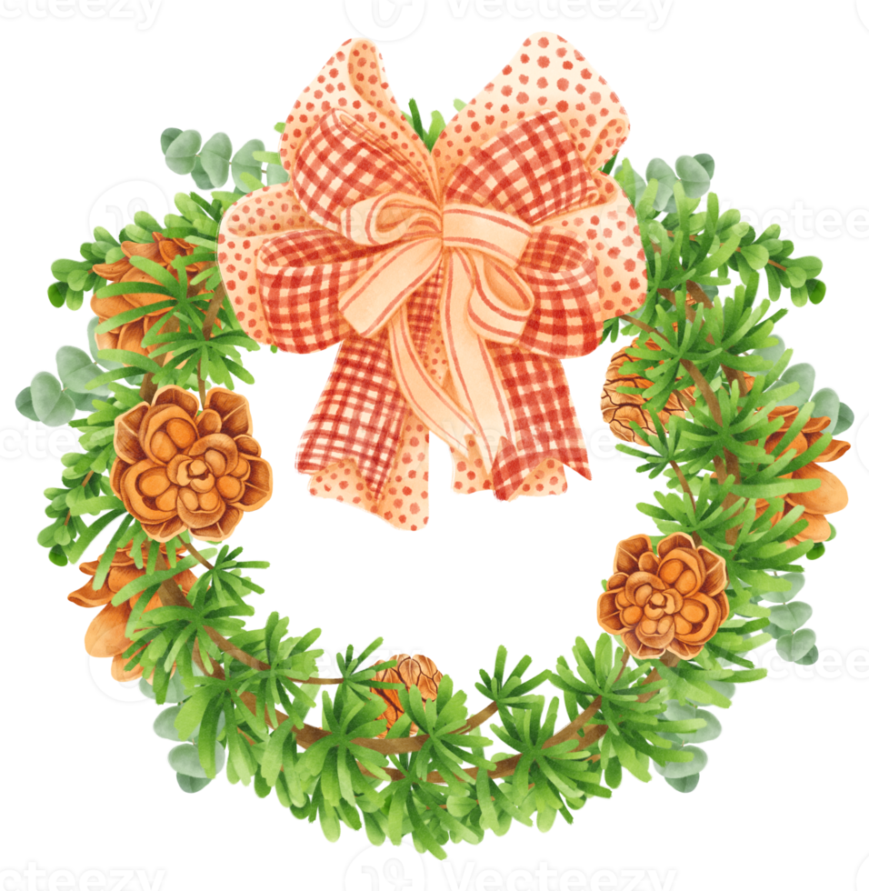 Greenery wreath watercolor illustration styles png