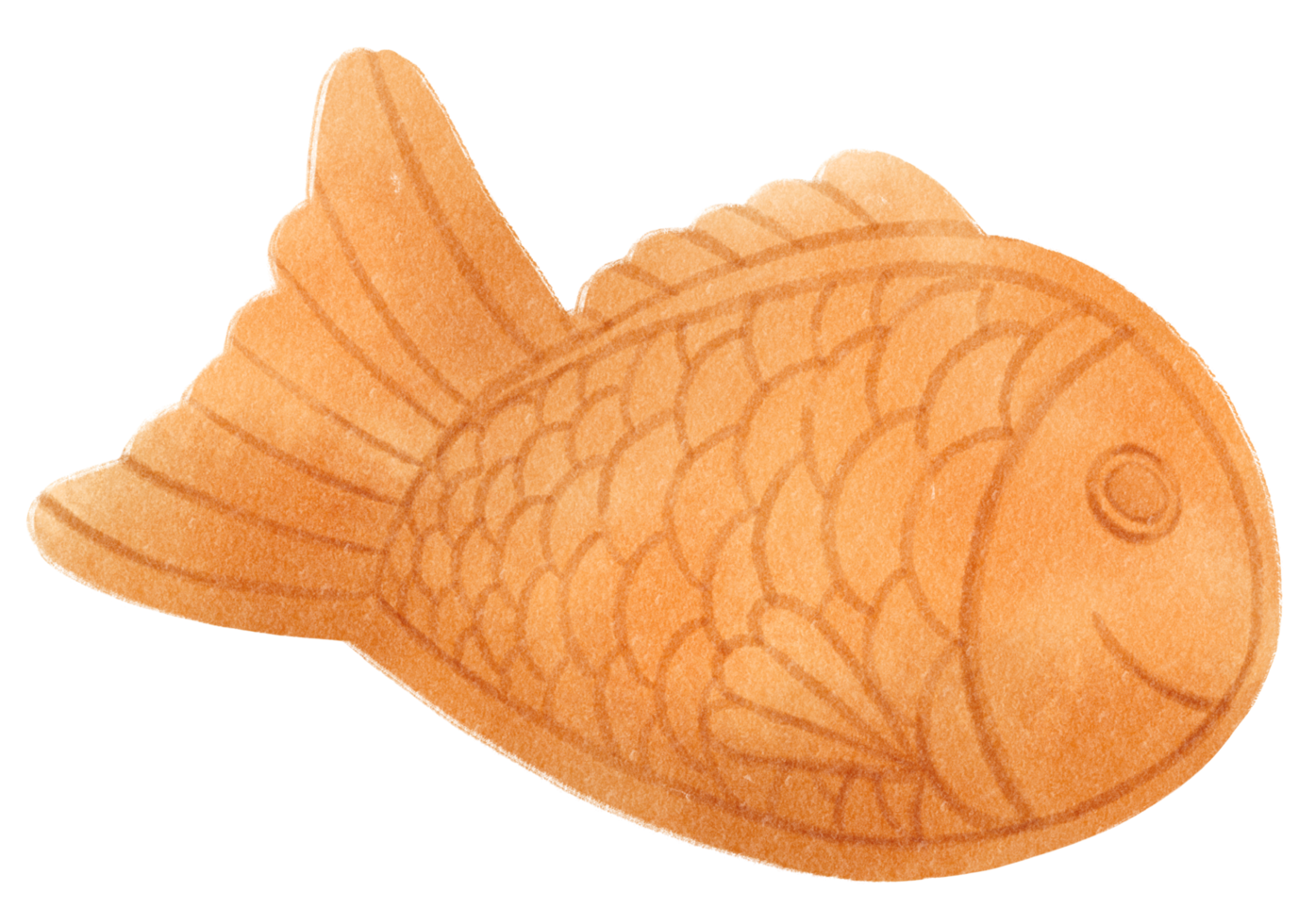 illustrazione dell'acquerello della torta a forma di pesce giapponese taiyaki png