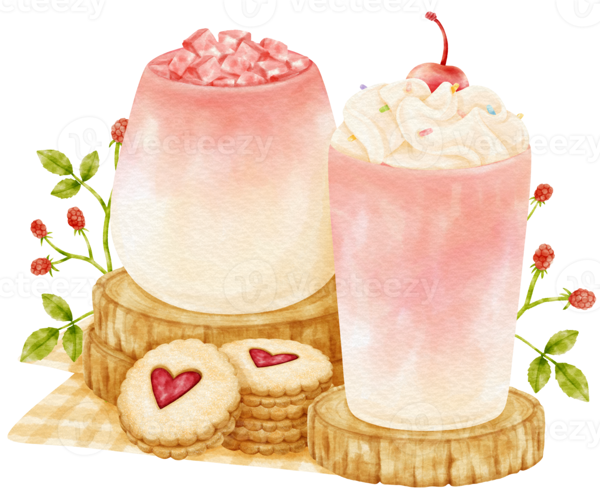 aardbei smoothie drank samenstelling aquarel png