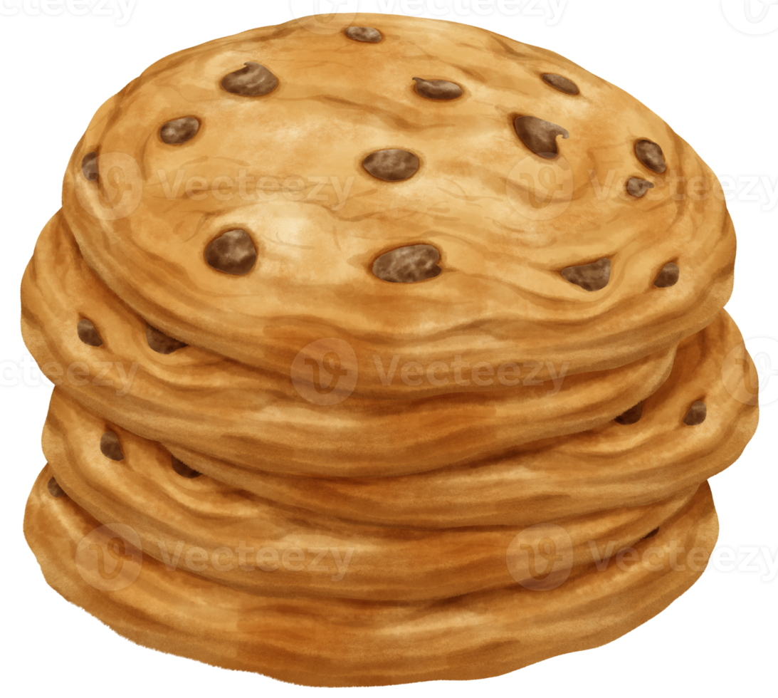 ilustración de galletas con chispas de chocolate acuarela png